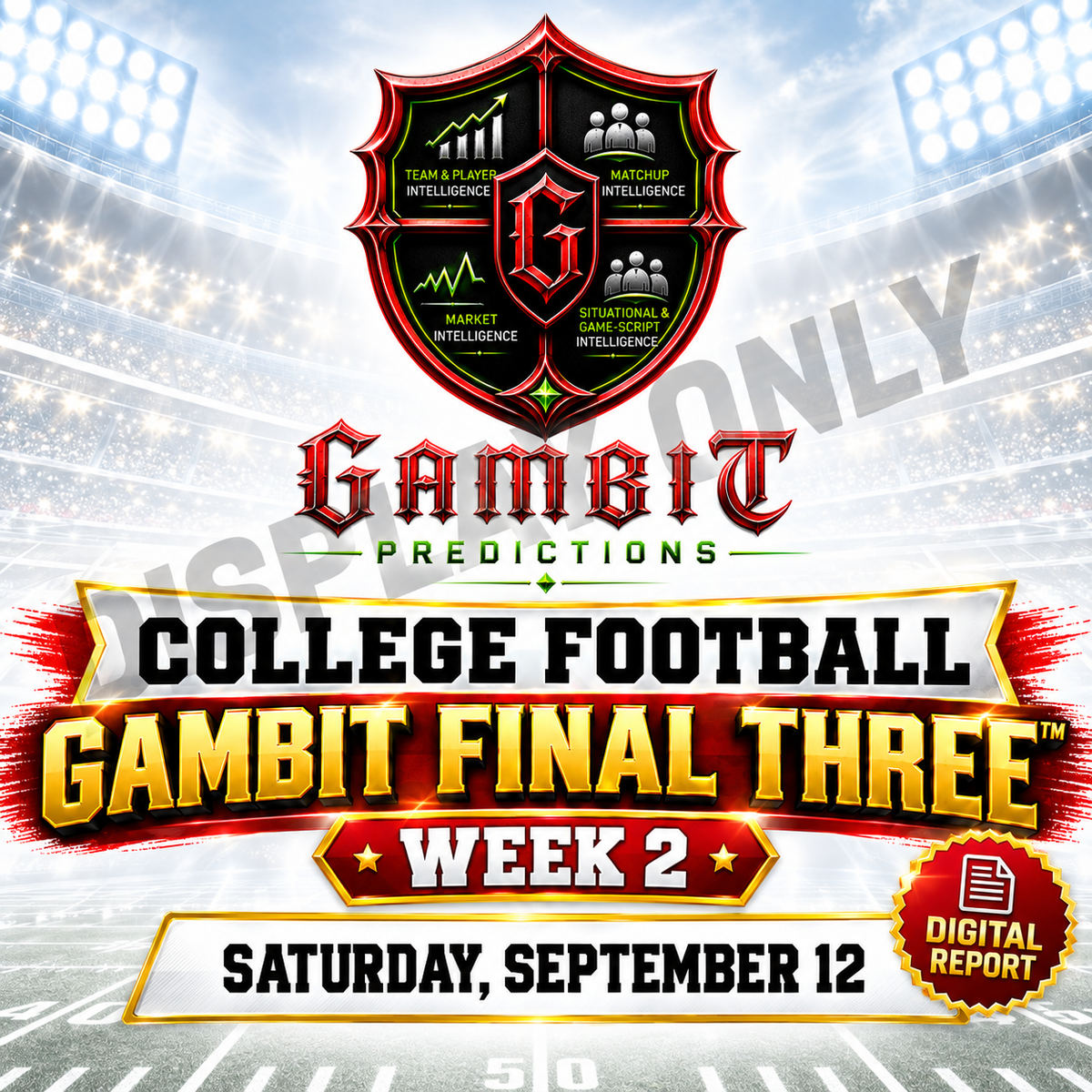 College Football Gambit Final Three Week 2 Saturday September 12 Report Cover