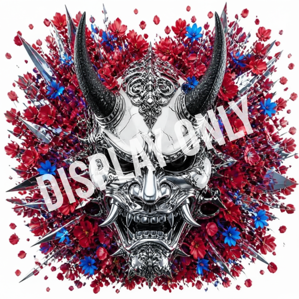 WS-017: Silver Oni Mask - Display Only