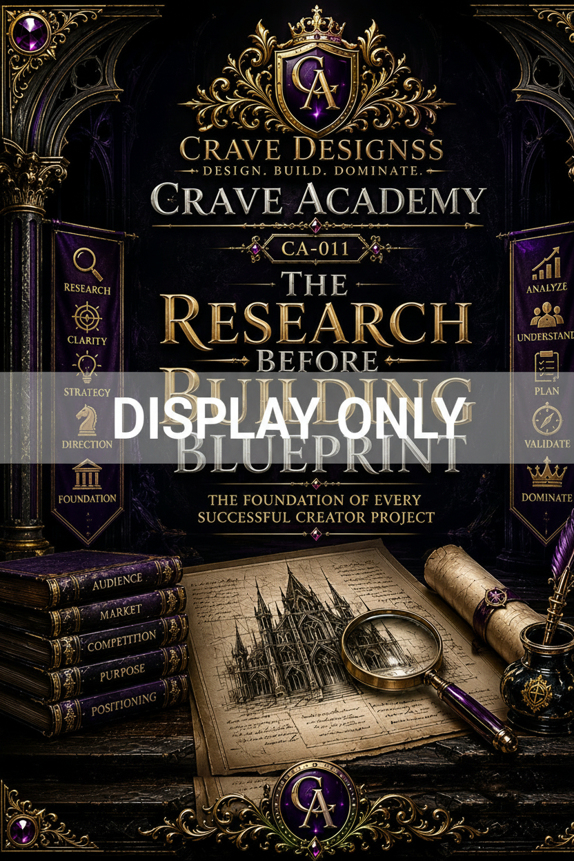 CA-011: The Research Before Building Blueprint — Crave Academy Foundation Series — Display Only