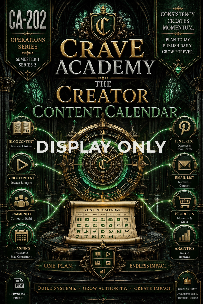 CA-202: The Creator Content Calendar — Crave Academy Operations Series — Display Only