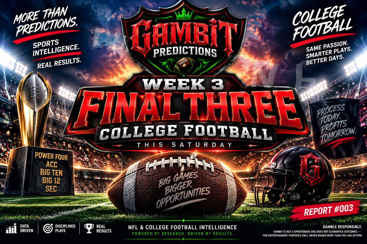 College Football Week 3 Final Three Gambit Predictions Report 003 Cover